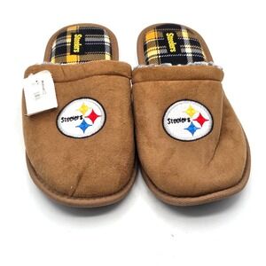 NFL Pittsburgh Steelers L  11/12  Men's Slide Slippers Comfortable  Fur Lined